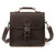 High quality dark brown leather satchel man bag from the front.