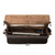 High quality interior of a dark brown slim leather briefcase with a light tan suede interior.