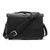 High quality back of a black slim leather briefcase with the strap behind it.