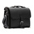 High quality slim black leather briefcase with a flap over the front.