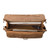High quality top view of the tan leather laptop briefcase so you can see what it holds.
