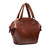 High quality side image of the red brown colored Dovetail leather Satchel