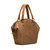 High quality side image of the tan colored Dovetail leather Satchel