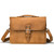 This picture is of a slim tan brown leather briefcase straight on.