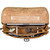 High quality view of the slim leather briefcase from above with the flap open to look in.