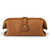 High quality tan brown leather toiletry bag from the back.