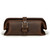 High quality dark brown leather toiletry bag from the front.