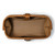 High quality dark brown leather toiletry bag from the top angle.