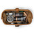 High quality dark brown leather toiletry bag from the top angle full.