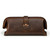 High quality red brown leather toiletry bag from the back.