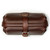 High quality dark brown leather toiletry bag from the top.