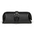 High quality black leather toiletry bag from the front.