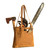 This is a tan brown women's leather tote that some women use as a purse. It is full.