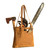 High quality tan brown women's leather tote that some women use as a purse. It is full.