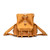 The tan brown leather backpack opens wide and does not have zippers but clips shut instead.