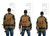 High quality size comparison of the front pocket leather backpack from the back.