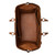 High quality inside view of the double compartment leather duffle in tan