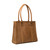 High quality the Women's work leather tote in tan showing the side view