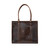 High quality the Women's work leather tote in dark brown, showing the front view