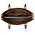High quality the Women's work leather tote in dark brown, showing the inside view with laptop.