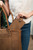 High quality the women's work leather tote in tan with wallet
