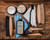 High quality this image shows all the contents in the shoe shine kit