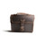 High quality front side of a dark brown leather satchel with a front pocket.