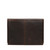 High quality the back of the dark brown leather document holder that holds a 16" laptop. Made by Saddleback