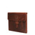 High quality side view of the red brown leather document holder that holds a 16" laptop. Made by Saddleback