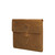 High quality side view of the tan leather document holder that holds a 16" laptop. Made by Saddleback