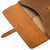 High quality the inside of the tan leather document holder that fits a 16" laptop. Made by Saddleback