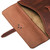 High quality the inside of the red brown leather document holder that fits a 16" laptop. Made by Saddleback