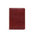 High quality medium leather portfolio in red brown with a side view