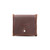 This is a red brown leather coin purse closed.