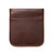 High quality front of a red brown leather coin purse used for change.