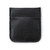 High quality front of a black leather coin purse used for change.