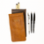 High quality bear trap leather pen case with tumbled leather in dark brown and tan together
