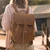 High quality dark brown full grain leather 12" Drawstring Backpack interior view - Saddleback Leather