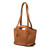 High quality side view of the new classic leather tote in light brown