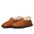 High quality tan full grain leather Dave's Deals Sheepskin Moccasins- Old Design - Size 6 - Tobacco front view - Saddleback Leather