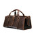 This is the side view of the dark brown leather range and tool bag