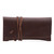 High quality red brown leather wallet bag with a wrap around it to close it from the front.