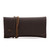 High quality dark brown leather wallet bag with a wrap around it to close it from the front.