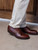 High quality dark oak full grain leather toe cap shoes low angle side profile lifestyle shot - Saddleback Leather