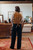 High quality front pocket backpack in light brown with model