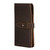 High quality side of a dark brown really large leather wallet.