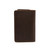 High quality back of a dark brown leather business card holder wallet.