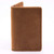 This is the front of a tan brown leather business card holder wallet.