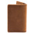 High quality back of a tan brown leather business card holder wallet.