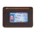 High quality dark brown front pocket leather wallet from the front view.